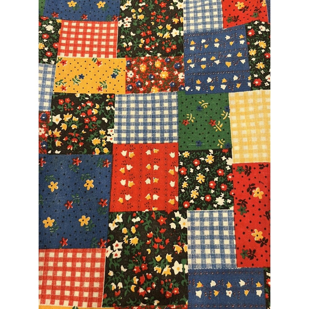 Vtg Cheater Fabric Blocks Faux Quilt Rare Out of Print Cotton 1.5 Yards Craft